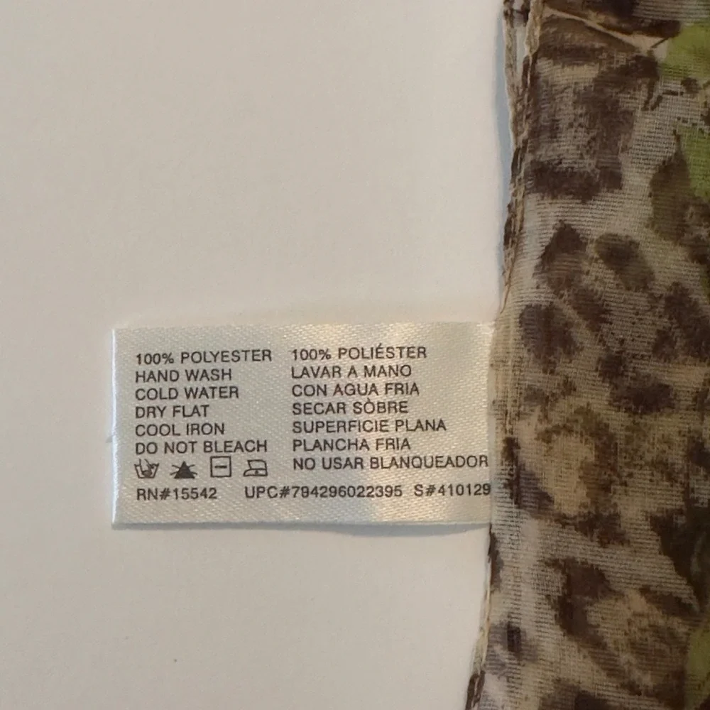 George Italy Square Scarf Leopard Floral Animal Print Cream Blue CottageCore